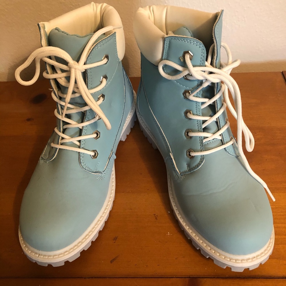 Baby blue fashion work boot